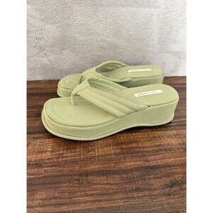 Womens 43 12 Maryam Platform Chunky Green Slide Fabric Thong Y2k 70s Matcha